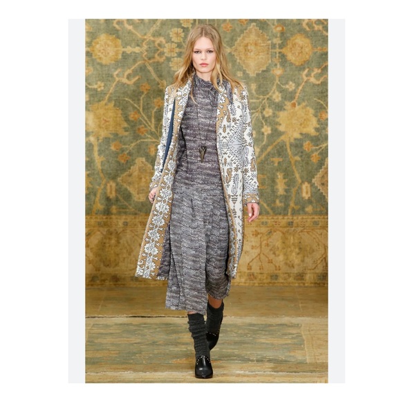 Tory Burch Printed Jacquard Long Coat Sz 0 - Picture 3 of 16